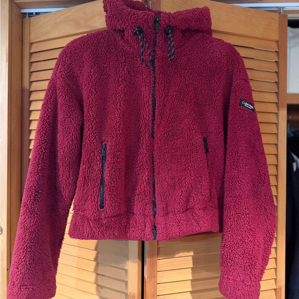 Calvin Klein Performance Burgundy Teddy Jacket